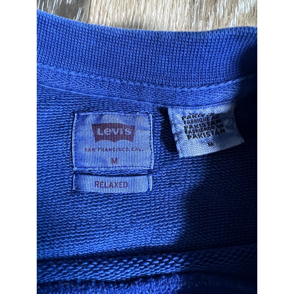 Levi's Relaxed Fit Crewneck Sweatshirt Blue Logo Mens Size Medium - Picture 2 of 3